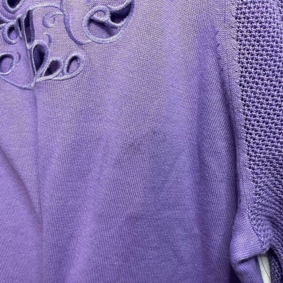 Roaman's Lavender Eyelet Long Sleeve Lightweight Sweater Size 22/24 - Picture 3 of 6